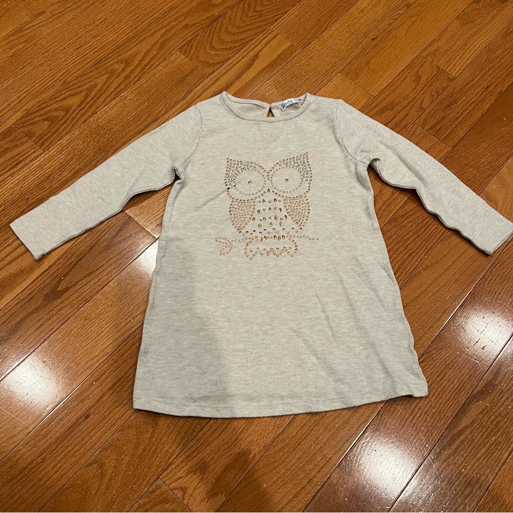 M&Co Kids Girls Rhinestones Owl Long Sleeve Shirt Size 5/6 Years